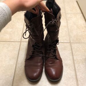 Size 8 faux leather combat style boots